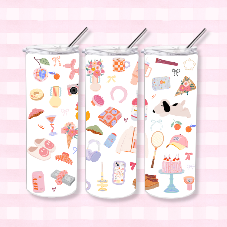 Girl in Pink Aesthetics Tumbler